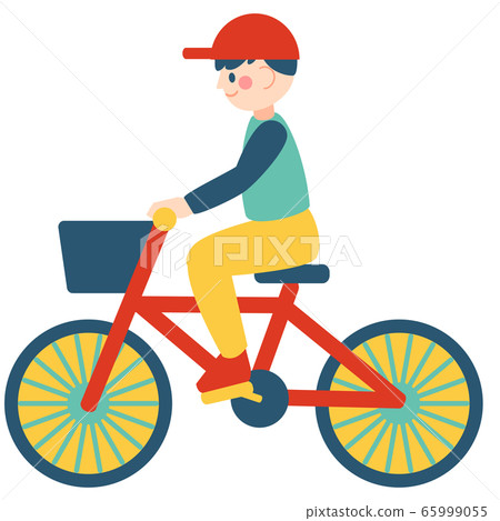 Illustration material for a boy riding a bicycle Illustration material for a boy riding a bicycle 65999055