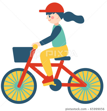 Illustration material for a girl riding a bicycle Illustration material for a girl riding a bicycle 65999056