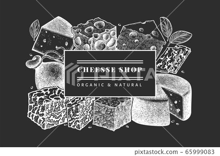Cheese design template. Hand drawn vector dairy 65999083