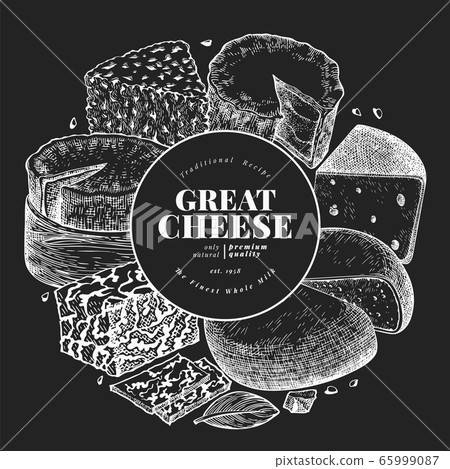 Cheese design template. Hand drawn vector dairy Cheese design template. Hand drawn vector dairy 65999087
