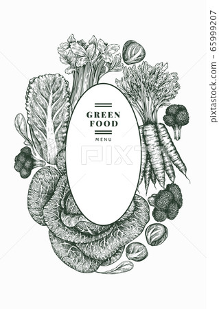 Hand drawn sketch vegetables design. Organic fresh Hand drawn sketch vegetables design. Organic fresh 65999207