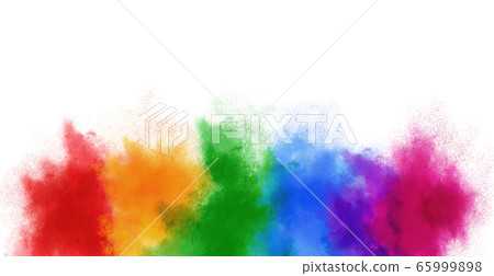 colorful rainbow holi paint color powder explosion on isolated white background, include clipping path 65999898