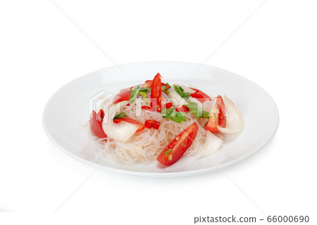 Spicy noodle salad isolated 66000690