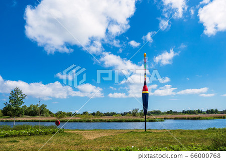Landscape on the river Warnow with giant float in 66000768