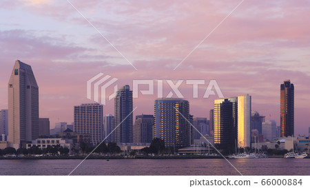 San Diego, California city center viewed at dusk 66000884