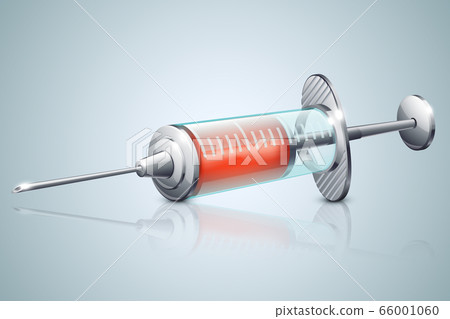 syringe red with reflect on back syringe red with reflect on back 66001060
