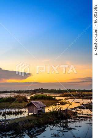 View of landscape and river and sunset or sunrise 66002668