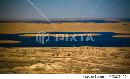 Landscape of Sudochye lake aka part of former Aral 66003432
