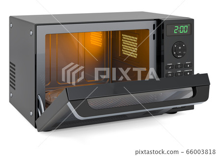 Opened combination oven, microwave. 3D rendering 66003818