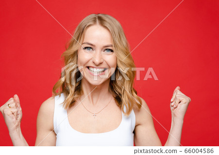 Portrait of young beautiful caucasian woman with 66004586