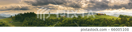 Panorama of vineyards hills in south Styria, 66005108