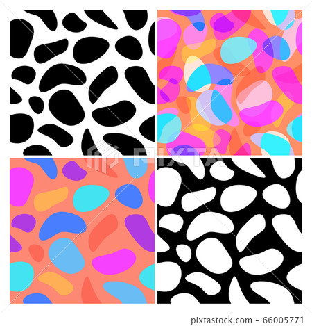 Set of blob seamless pattern background. Fluid blot design for wallpaper, printing products, or textiles Set of blob seamless pattern background. Fluid blot design for wallpaper, printing products, or textiles 66005771