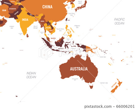 South East Asia Region Map Australia And Southeast Asia Map - Brown Orange... - Stock Illustration  [66006201] - Pixta