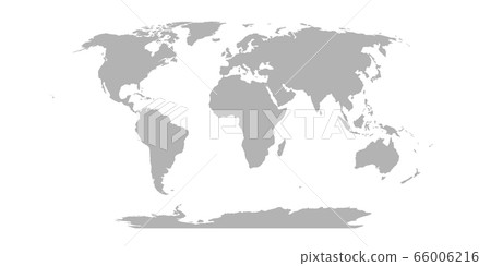 World Map in Robinson Projection. Solid gray land silhouette. Vector illustration 66006216