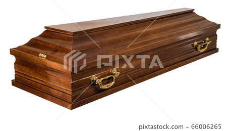 Coffin made of wood. Isolated on a white background. 66006265