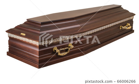 Coffin made of wood. Isolated on a white background. Coffin made of wood. Isolated on a white background. 66006266