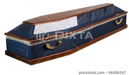 Coffin made of wood. Isolated on a white background. 66006267