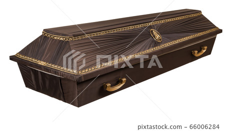 Coffin made of wood. Isolated on a white background. 66006284