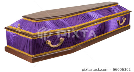 Coffin made of wood. Isolated on a white background. 66006301