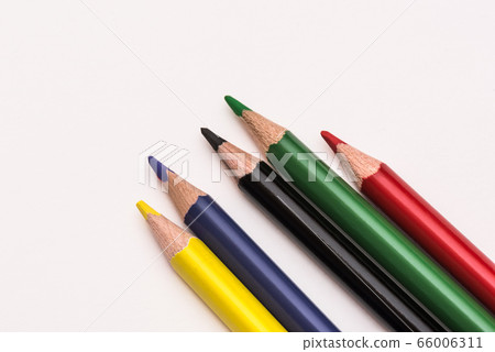 five Colour pencils lay on white background 66006311