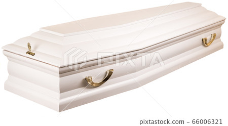 Coffin made of wood. Isolated on a white background. 66006321