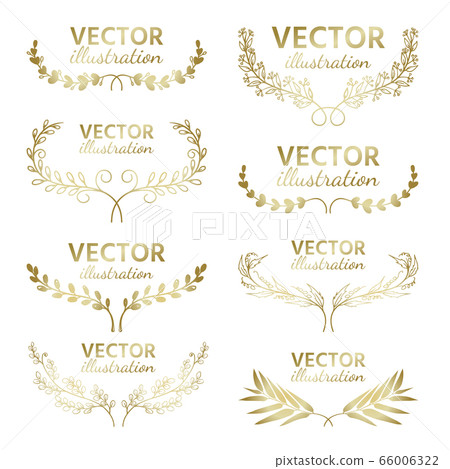 Set of hand drawn vector, gold branches with 66006322