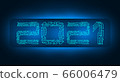 2021 New Year. Banner inscription, circuit board. illustration 66006479