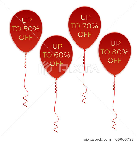 Big sale poster whith red balloons and gift box. 66006785