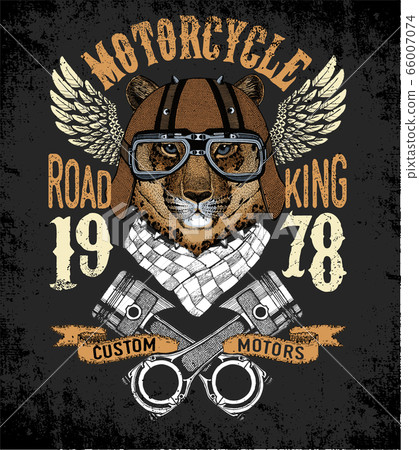 Motorcycle vector typography. Cool animal for t-shirt graphics, vectors. Motorcycle vector typography. Cool animal for t-shirt graphics, vectors. 66007074