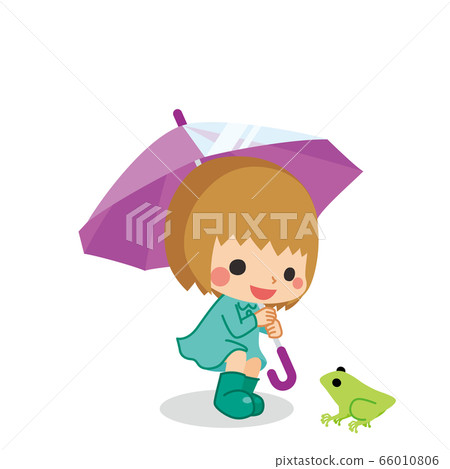 可愛的小女孩用一把雨傘 66010806