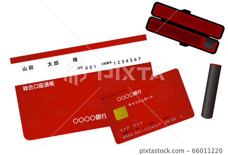 銀行存摺，現金卡和印章插圖 66011220