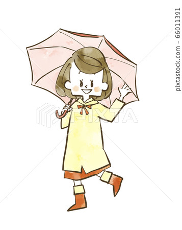女人抱著一把傘水彩 女人抱著一把傘水彩 66011391
