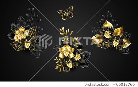 Set of black orchids 66012760