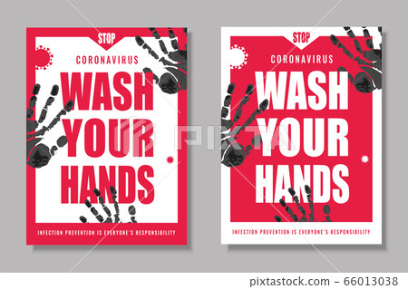 Wash your hands warning poster 66013038