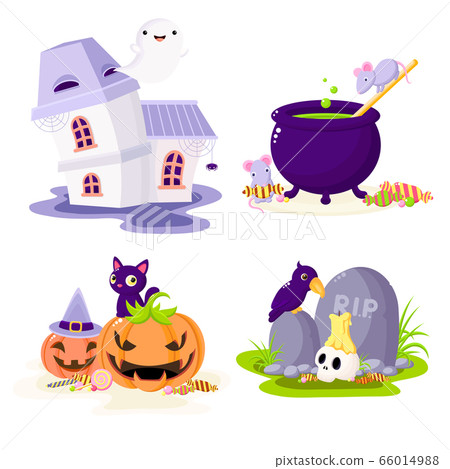 Set of Halloween cartoon characters 66014988