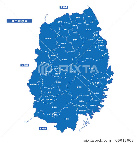 Iwate Prefecture Map Simple Blue City 66015003