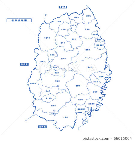 Iwate Prefecture Map Simple White Map Municipalities 66015004
