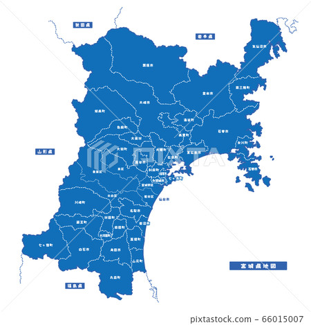 Miyagi Prefecture Map Simple Blue City - Stock Illustration [66015007 ...