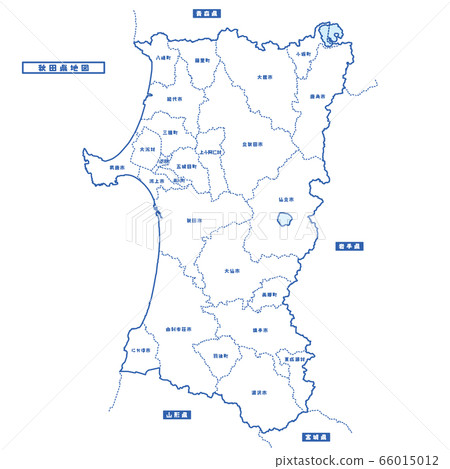 Akita Prefecture Map Simple White Map Municipalities 66015012