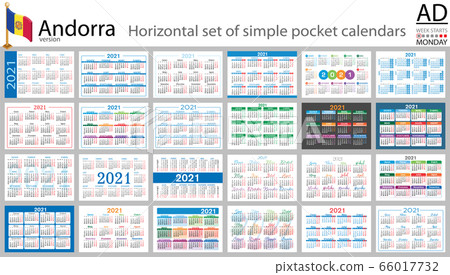 Catalan horizontal pocket calendar for 2021 - Stock Illustration