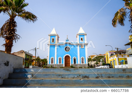 Blue church in Sao Filipe, Fogo Island, Cape Verde Blue church in Sao Filipe, Fogo Island, Cape Verde 66017786