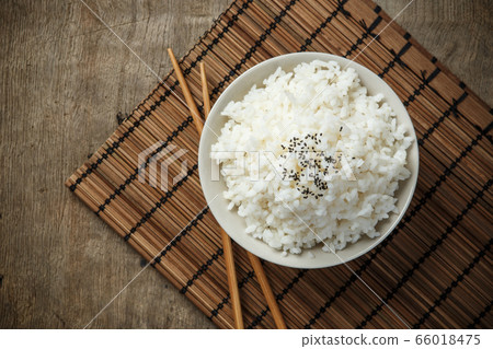 Steamed rice and black sesame seeds with Steamed rice and black sesame seeds with 66018475
