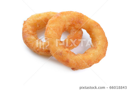 Fried onion rings. Isolated on white background 66018843