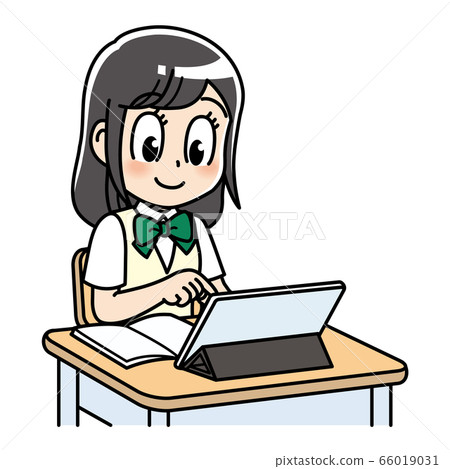 高中女生使用平板電腦 高中女生使用平板電腦 66019031