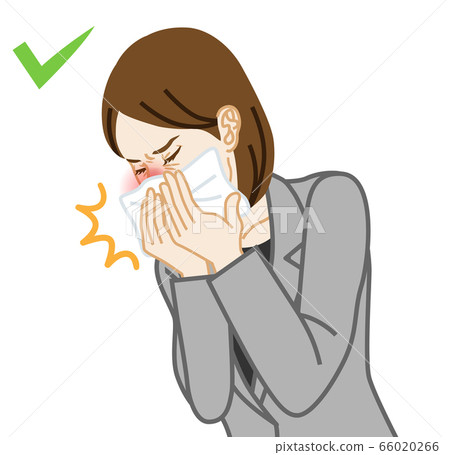 咳嗽的女商人用手帕捂著嘴 66020266