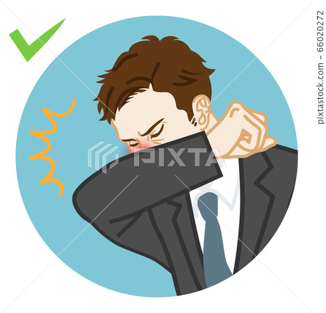 Cough etiquette Businessman with mouth closed Stock