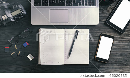 Remote work, freelance. Workplace of blogger, Remote work, freelance. Workplace of blogger, 66020585