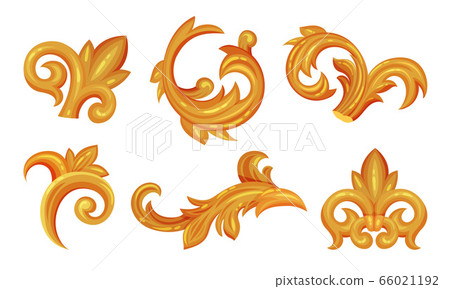 Golden Vintage Monograms with Fancy Scrolls Vector Set Golden Vintage Monograms with Fancy Scrolls Vector Set 66021192