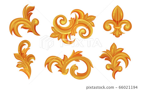 Golden Vintage Monograms with Fancy Scrolls Vector Set Golden Vintage Monograms with Fancy Scrolls Vector Set 66021194