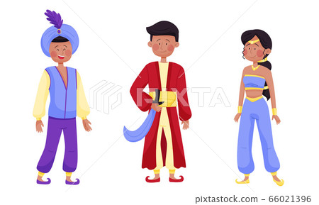 People Characters Wearing Arabic Clothing with Woman in East Apparel and Young Sheik with Mandil on His Head Vector Set People Characters Wearing Arabic Clothing with Woman in East Apparel and Young Sheik with Mandil on His Head Vector Set 66021396
